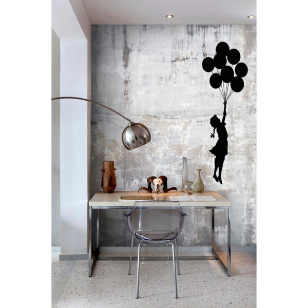 XXL Banksy Muursticker (55x150cm) - Flying Balloons Girl