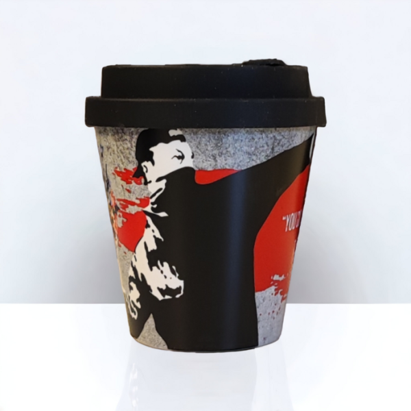 Banksy Travel mug in RPET 230 ml - The Flowerthrower - Image 3