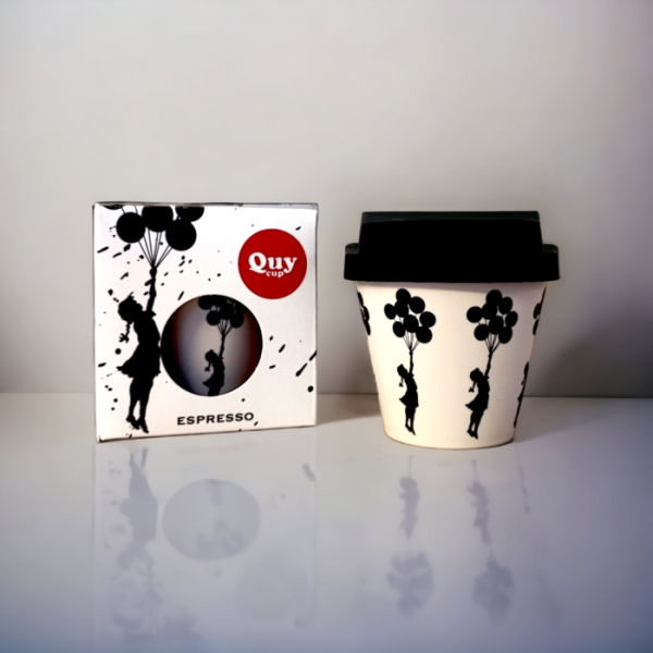 Banksy Espresso Cup in RPET 90 ml - Flying Balloons Girl