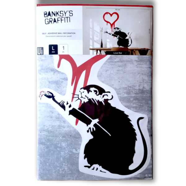Medium Banksy Muursticker (50x60cm) - Love Rat - Afbeelding 2